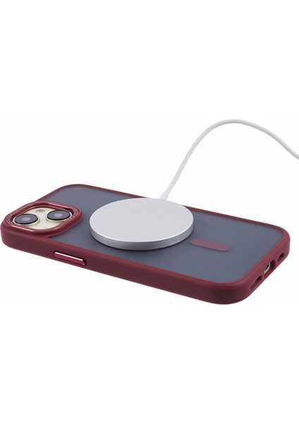 Magsafe Tpu+Pc Telefon Vaka Kırmızısı ile Uyumlu iPhone15 Plus Kılıfı Için Mat Telefon Kapağı (Yurt Dışından)