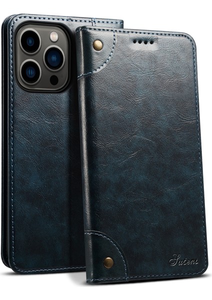 iPhone15 Pro Case Anti-Cratch Pu Deri+Tpu Cep Telefonu Cüzdan Kapak Mavisi (Yurt Dışından)