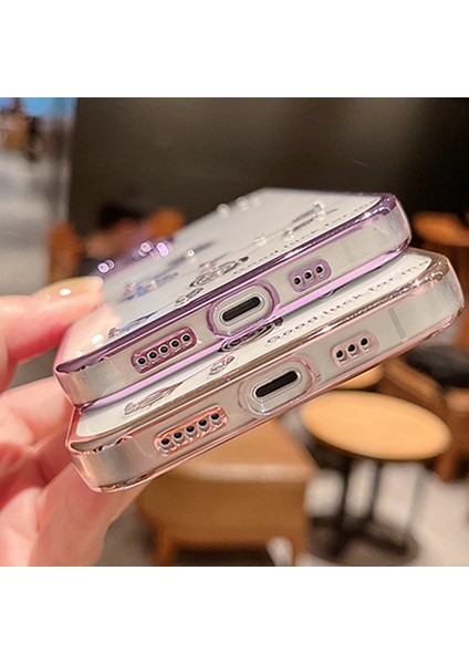 iPhone15 Pro Rhinestone Dekor Elektrapılaştırma Kılıfı Çiçek Deseni Damla Kanıtı Tpu Telefon Kapak-Kırmızı (Yurt Dışından) fırsatları
