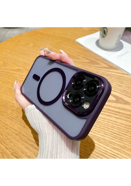 Magsafe-Dark Purple ile Uyumlu iPhone15 Pro Max Kılıfı Için Hassas Kesim Tpu+Pc Telefon Kapağı (Yurt Dışından)