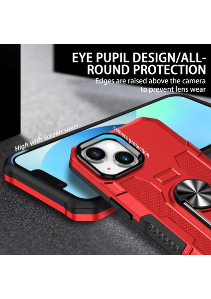 iPhone15 Plus Şok Geçirmez Telefon Kasası Yüzüğü Kickstand Pc+Tpu Arka Kapak Kırmızısı (Yurt Dışından) fiyatları