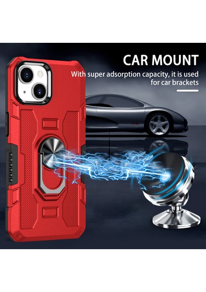 iPhone15 Plus Şok Geçirmez Telefon Kasası Yüzüğü Kickstand Pc+Tpu Arka Kapak Kırmızısı (Yurt Dışından) modelleri