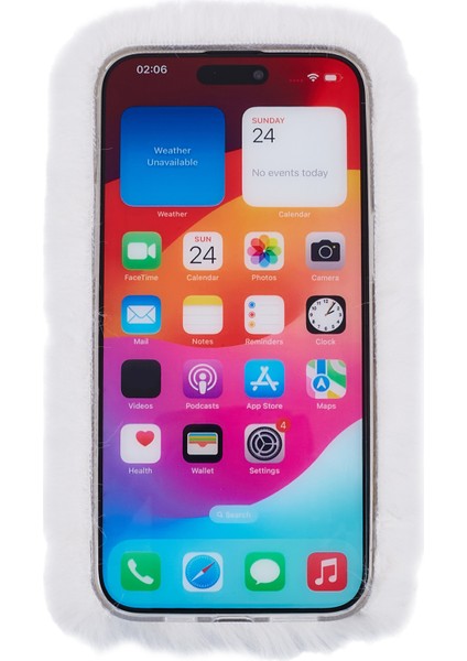 iPhone15 Pro Max Case Fluffy Peluş+Tpu Love Heart Heart Anti-Fall Telefon Kapak-White (Yurt Dışından) fiyatları