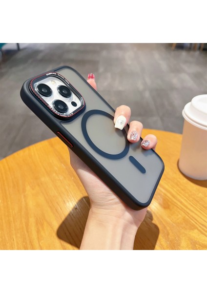 iPhone15 Pro Max Case Için Magsafe Yumuşak Tpu+Sert Pc Koruyucu Telefon Kapak-Kırmızı (Yurt Dışından)