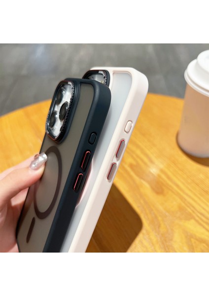 iPhone15 Pro Max Case Için Magsafe Yumuşak Tpu+Sert Pc Koruyucu Telefon Kapak-Kırmızı (Yurt Dışından)