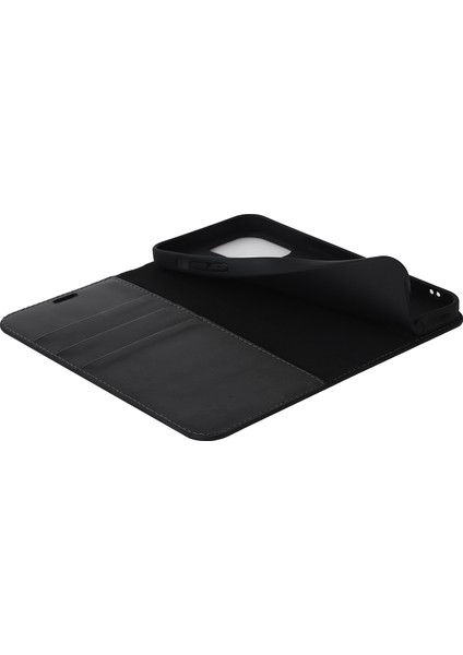 iPhone15 Pro Max Crazy Horse Doku Cüzdan Telefon Kapağı Orijinal Inek Deri Stand Kart-Siyah (Yurt Dışından)