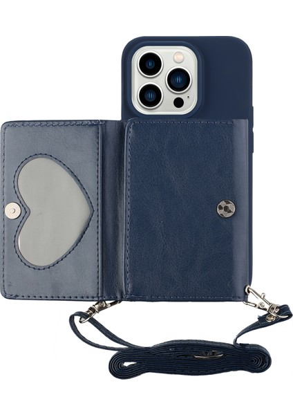 Kickstand Pu Deri Cüzdan Kılıfı iPhone15 Pro-Scratch Anti-Cratch Tpu Telefon Kapağı Omuz Kayış-Dark Mavi (Yurt Dışından) fiyatları