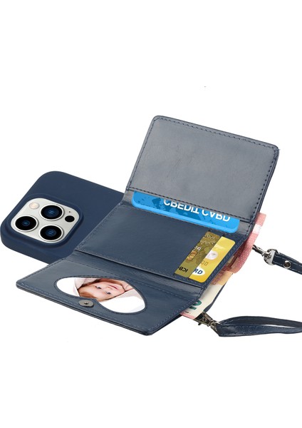 Kickstand Pu Deri Cüzdan Kılıfı iPhone15 Pro-Scratch Anti-Cratch Tpu Telefon Kapağı Omuz Kayış-Dark Mavi (Yurt Dışından) fırsatları