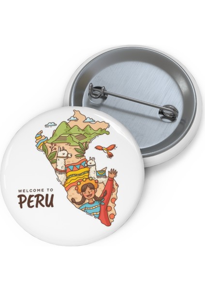 "peru Haritası" 58 mm Su Geçirmez Metal Rozet