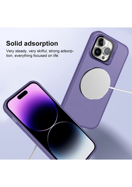 iPhone15 Pro Max Pc+Tpu Magsafe Lens Film Kickstand Matte Cover-Dark Purple (Yurt Dışından)