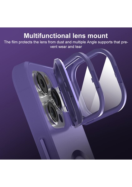 iPhone15 Pro Max Pc+Tpu Magsafe Lens Film Kickstand Matte Cover-Dark Purple (Yurt Dışından)