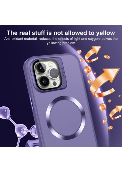 iPhone15 Pro Max Pc+Tpu Magsafe Lens Film Kickstand Matte Cover-Dark Purple (Yurt Dışından)