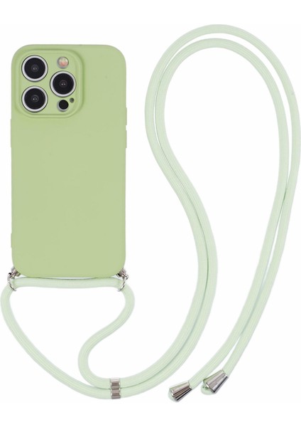 iPhone15 Pro Case Candy Renk Kalu Telefon Kapağı Long Lanyard-Matcha Green (Yurt Dışından)