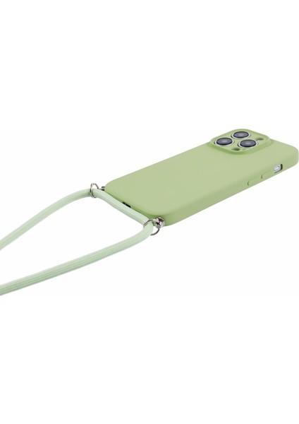 iPhone15 Pro Case Candy Renk Kalu Telefon Kapağı Long Lanyard-Matcha Green (Yurt Dışından) modelleri