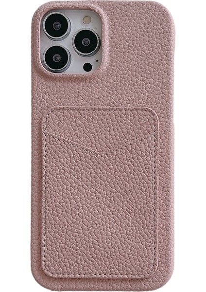 iPhone15 Plus Koruyucu Telefon Kılıfı Için Litchi Doku Pu Deri+Tpu Kart Tutucu Telefon Kapak Pembe (Yurt Dışından)
