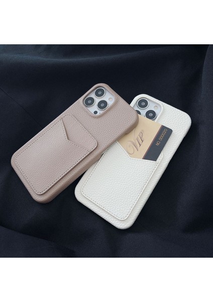 iPhone15 Plus Koruyucu Telefon Kılıfı Için Litchi Doku Pu Deri+Tpu Kart Tutucu Telefon Kapak Pembe (Yurt Dışından)
