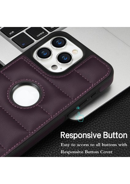 iPhone15 Pro Max Cep Telefon Kılıfı Logo Penceresi Ön Kara Çizelge Pu Deri+Tpu Cover-Dark Mor (Yurt Dışından) fırsatları