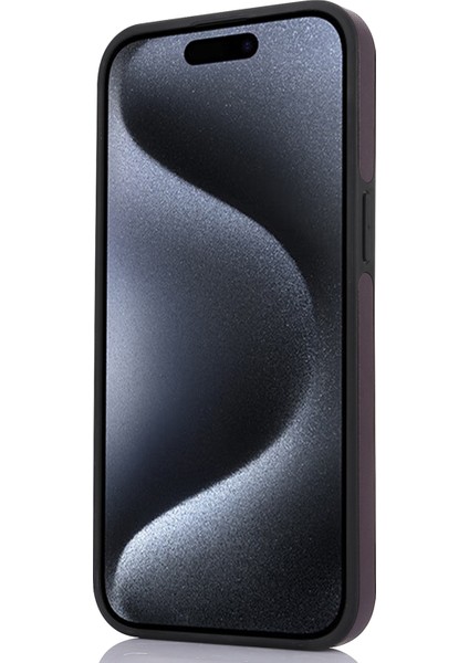 iPhone15 Pro Max Cep Telefon Kılıfı Logo Penceresi Ön Kara Çizelge Pu Deri+Tpu Cover-Dark Mor (Yurt Dışından) indirimleri