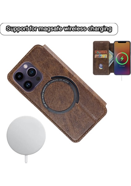 iPhone15 Pro Max Pu+Tpu Mat Telefon Kılıfı Anti-Fall Cüzdan Anti Cüzdan Telefon Kapağı Magsafe-Black ile Uyumlu (Yurt Dışından) fırsatları