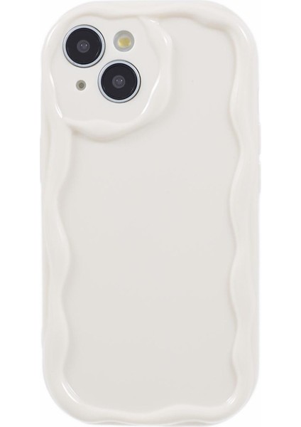 iPhone15 Plus Wavy Edge Case Shockproof Tpu Telefon Kapak-Beyaz Için (Yurt Dışından)