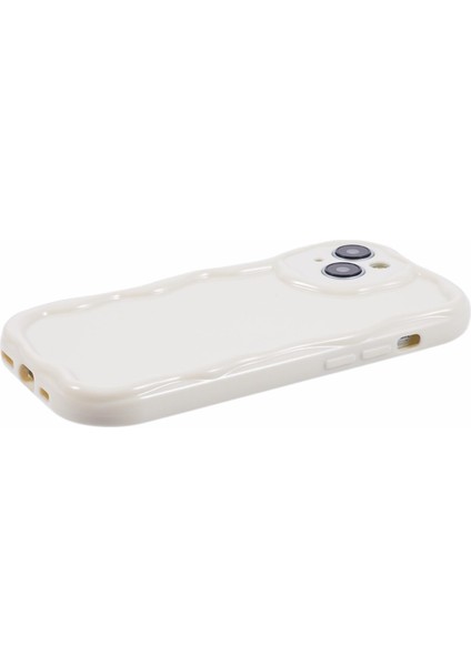 iPhone15 Plus Wavy Edge Case Shockproof Tpu Telefon Kapak-Beyaz Için (Yurt Dışından)