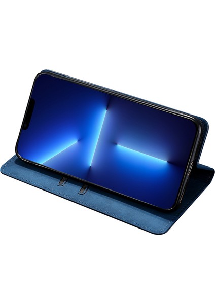 iPhone15 Pro Pu Deri Kart Tutucu Için Telefon Kılıfı Cilt-Touch Damla Geçirmez Stand Kapak Mavisi (Yurt Dışından) fırsatları