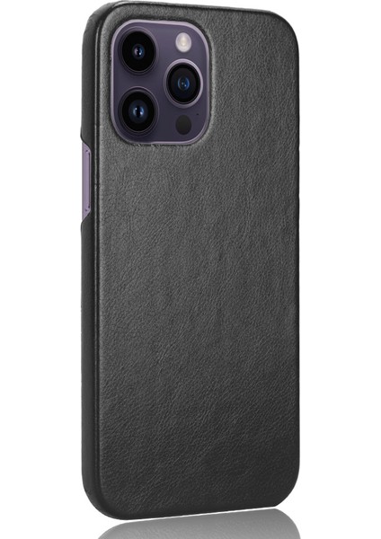 iPhone15 Pro Max Litchi Doku Koruyucu Kılıf Pu Deri Kaplamalı Tpu Akıllı Telefon Kapak Black (Yurt Dışından)