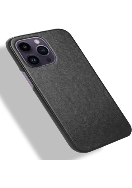 iPhone15 Pro Max Litchi Doku Koruyucu Kılıf Pu Deri Kaplamalı Tpu Akıllı Telefon Kapak Black (Yurt Dışından)