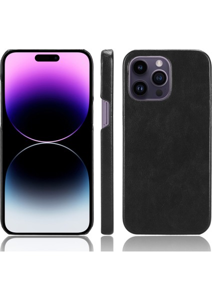 iPhone15 Pro Max Litchi Doku Koruyucu Kılıf Pu Deri Kaplamalı Tpu Akıllı Telefon Kapak Black (Yurt Dışından)