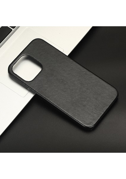 iPhone15 Pro Max Litchi Doku Koruyucu Kılıf Pu Deri Kaplamalı Tpu Akıllı Telefon Kapak Black (Yurt Dışından)