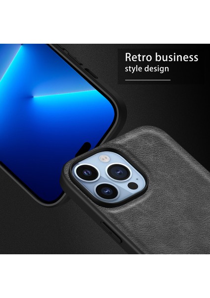 iPhone15 Pro Damla Geçirmez Telefon Kasası Retro Pu Deri Kaplamalı Tpu+Pc Arka Kapak Black (Yurt Dışından) modelleri