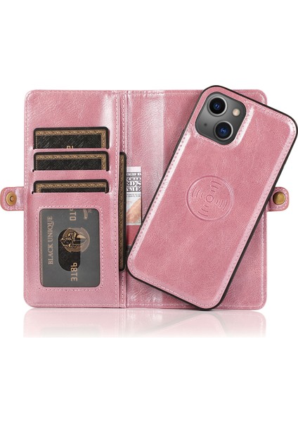 iPhone15 Plus Cep Telefonu Kılıfı Çıkarılabilir 2'si 1'ör Cüzdan Deri Kapak Strap-Rose Altın (Yurt Dışından) modelleri