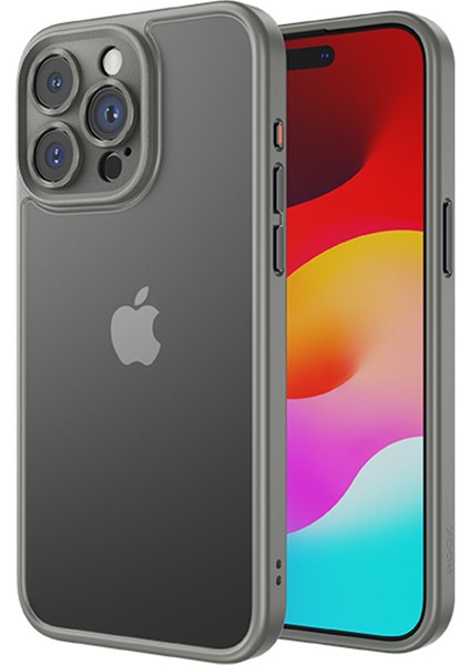iPhone15 Pro Case Lens Protector Cilt Touch Pc+Tpu Kapak Titanyum Gri (Yurt Dışından)