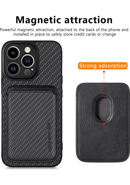 iPhone15 Pro Fiber Pu Deri Kaplamalı Pc+Tpu Cover-Black Için Çıkarılabilir Manyetik Kart Tutucu Telefon Kılıfı (Yurt Dışından) modelleri