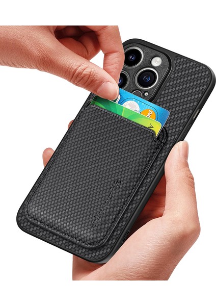 iPhone15 Pro Fiber Pu Deri Kaplamalı Pc+Tpu Cover-Black Için Çıkarılabilir Manyetik Kart Tutucu Telefon Kılıfı (Yurt Dışından) fırsatları