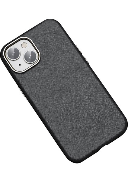 Magsafe Pu Deri+Tpu Telefon Kapak Black ile Uyumlu iPhone15 Kılıfı Için (Yurt Dışından)