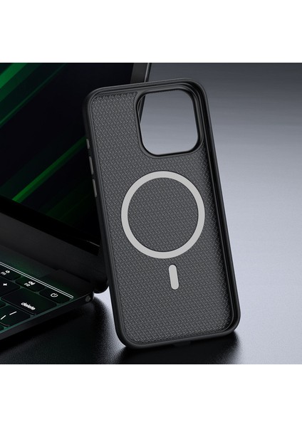 Magsafe Pu Deri+Tpu Telefon Kapak Black ile Uyumlu iPhone15 Kılıfı Için (Yurt Dışından)