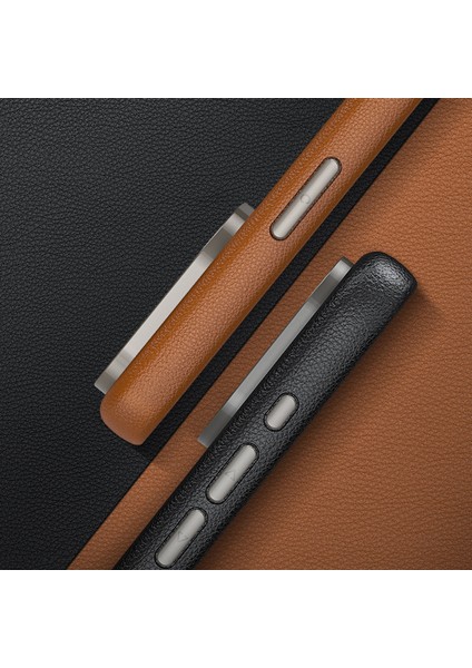 Magsafe Pu Deri+Tpu Telefon Kapak Black ile Uyumlu iPhone15 Kılıfı Için (Yurt Dışından)