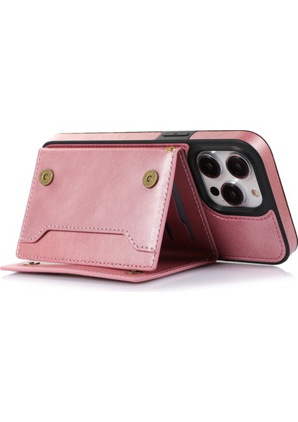 iPhone15 Pro Rfıd Engelleme Kickstand Cover Pu Deri+Tpu Rhinestone Dekor Cüzdan Telefon Kılıfı Omuz Kayışı Ros (Yurt Dışından) indirimleri