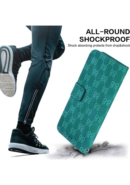 iPhone15 Pro Max Stand Cüzdanı Çift 8 Şekilli Baskalı Telefon Kılıfı El Strap-Green (Yurt Dışından) fırsatları