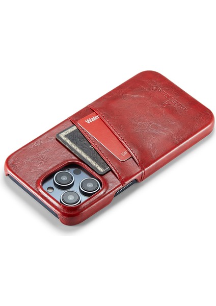 iPhone15 Pro Case Waxy Pu Deri+Pc Kart Tutucu Telefon Kapak-Kırmızı (Yurt Dışından) fırsatları