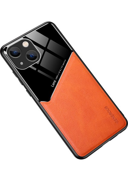 iPhone15 Plus Pu Deri Kapalı Tpu+Pc Anti-Fall Anti Anti-Fone Case-Orange Için (Yurt Dışından)
