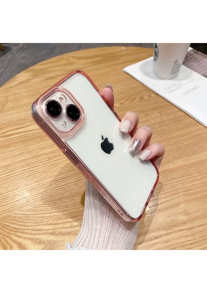 iPhone15 Için Clear Tpu+Pc Arka Kabuk Telefon Kapağı Lens Film-Pembe (Yurt Dışından)