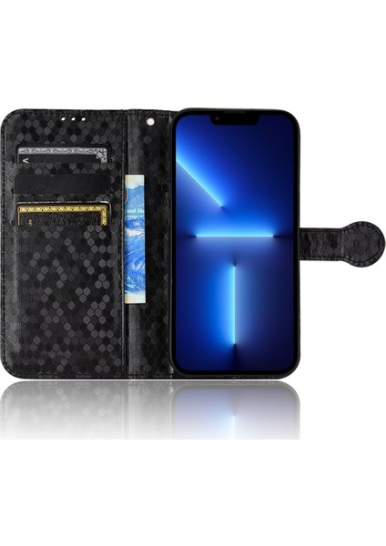 iPhone15 Pro Max Dot Için Baskılı Şok Geçirmez Kapak Deri Cüzdan Stand Mobil Telefon Vaka Black (Yurt Dışından)