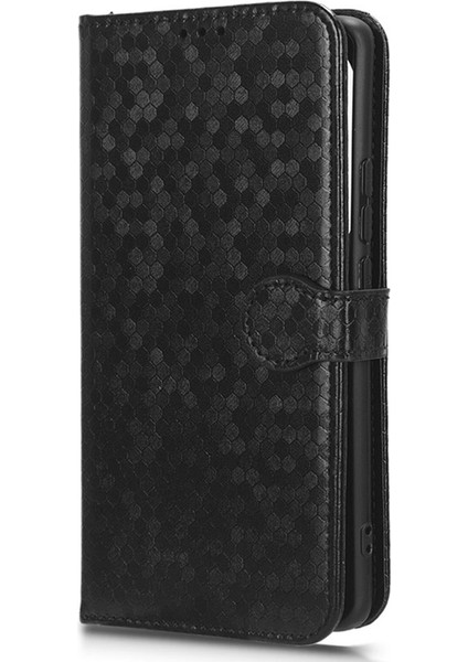 iPhone15 Pro Max Dot Için Baskılı Şok Geçirmez Kapak Deri Cüzdan Stand Mobil Telefon Vaka Black (Yurt Dışından)