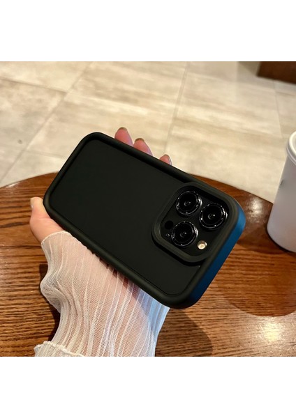 iPhone15 Pro Silikon Telefon Kılıfı Anti-Çizgi Cep Telefonu Geri Koruyucu Kapak Black (Yurt Dışından)