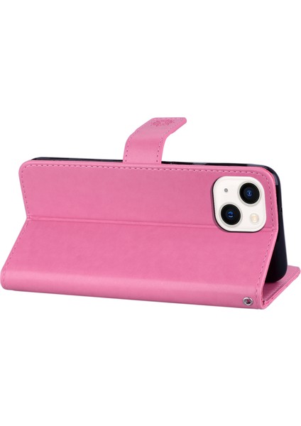 iPhone15 Plus Case Owl Için Pu Deri Telefon Cüzdan Standı Kapak-Gül (Yurt Dışından)