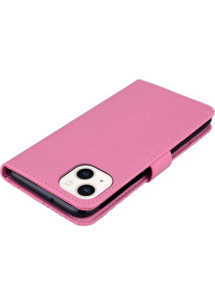 iPhone15 Plus Case Owl Için Pu Deri Telefon Cüzdan Standı Kapak-Gül (Yurt Dışından)