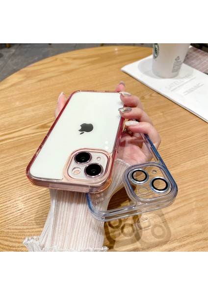 iPhone15 Için Clear Tpu+Pc Arka Kabuk Telefon Kapağı Lens Film-Pembe (Yurt Dışından)
