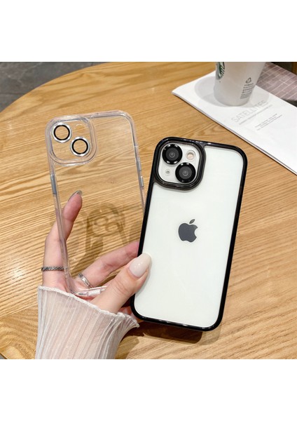 iPhone15 Için Clear Tpu+Pc Arka Kabuk Telefon Kapağı Lens Film-Pembe (Yurt Dışından)